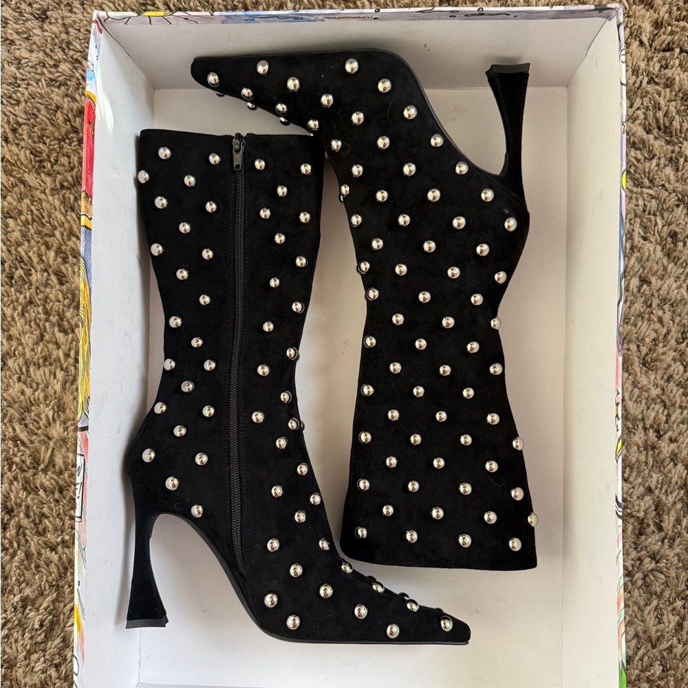 New Jeffrey Campbell Black Studded Women's Boots